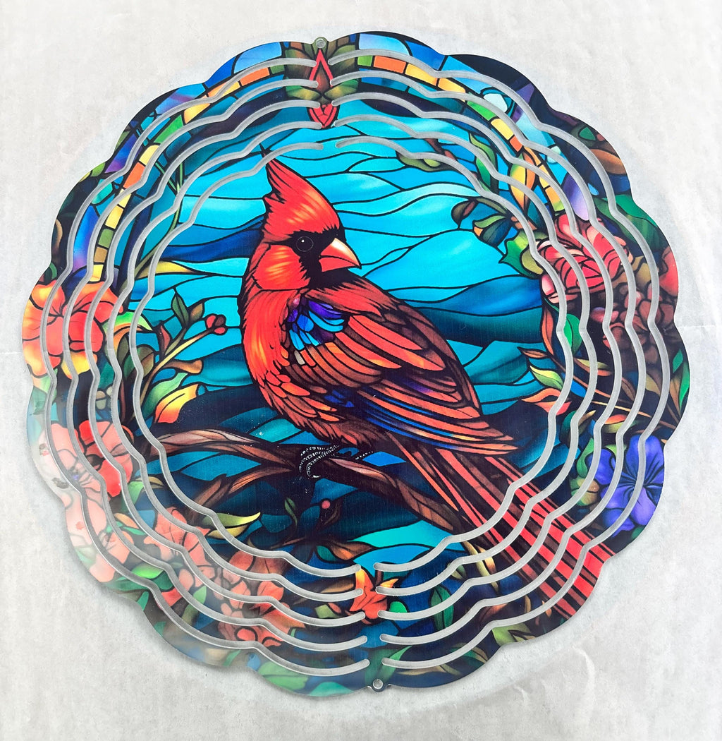 8” Wind Spinner Cardinal Stained Glass