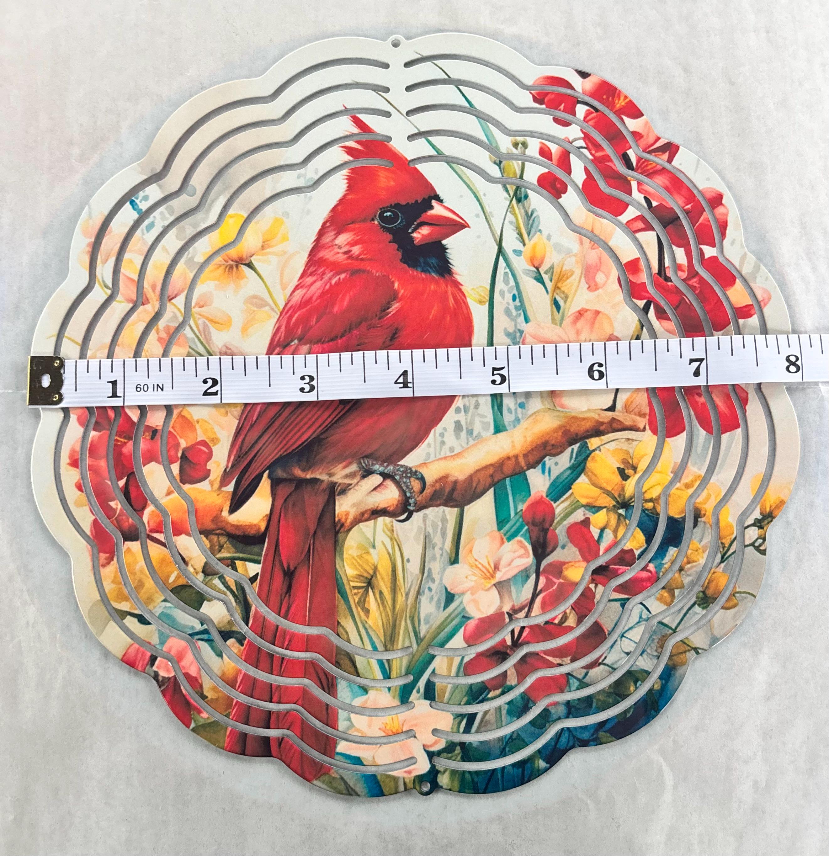 8” Wind Spinner Cardinal Floral White Background