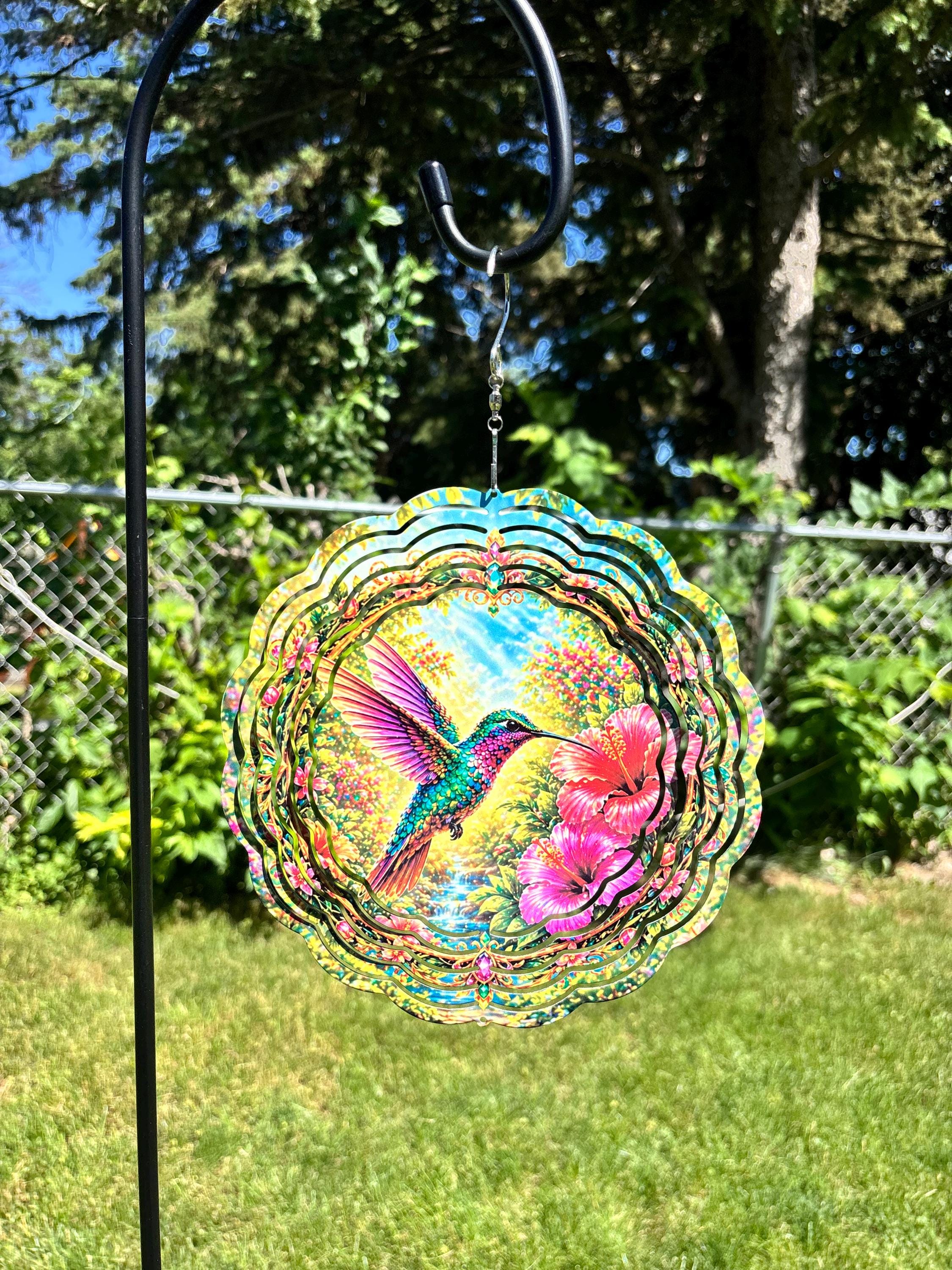 8” Wind Spinner Hummingbird Floral