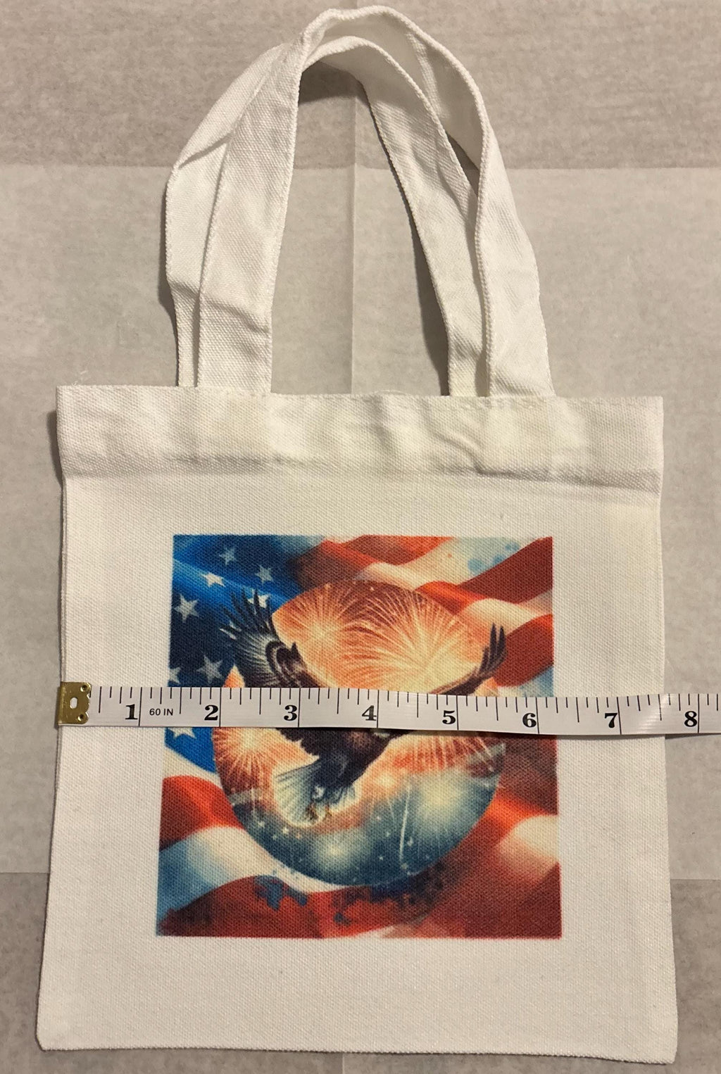 American Eagle USA Flag and Fireworks Canvas Tote