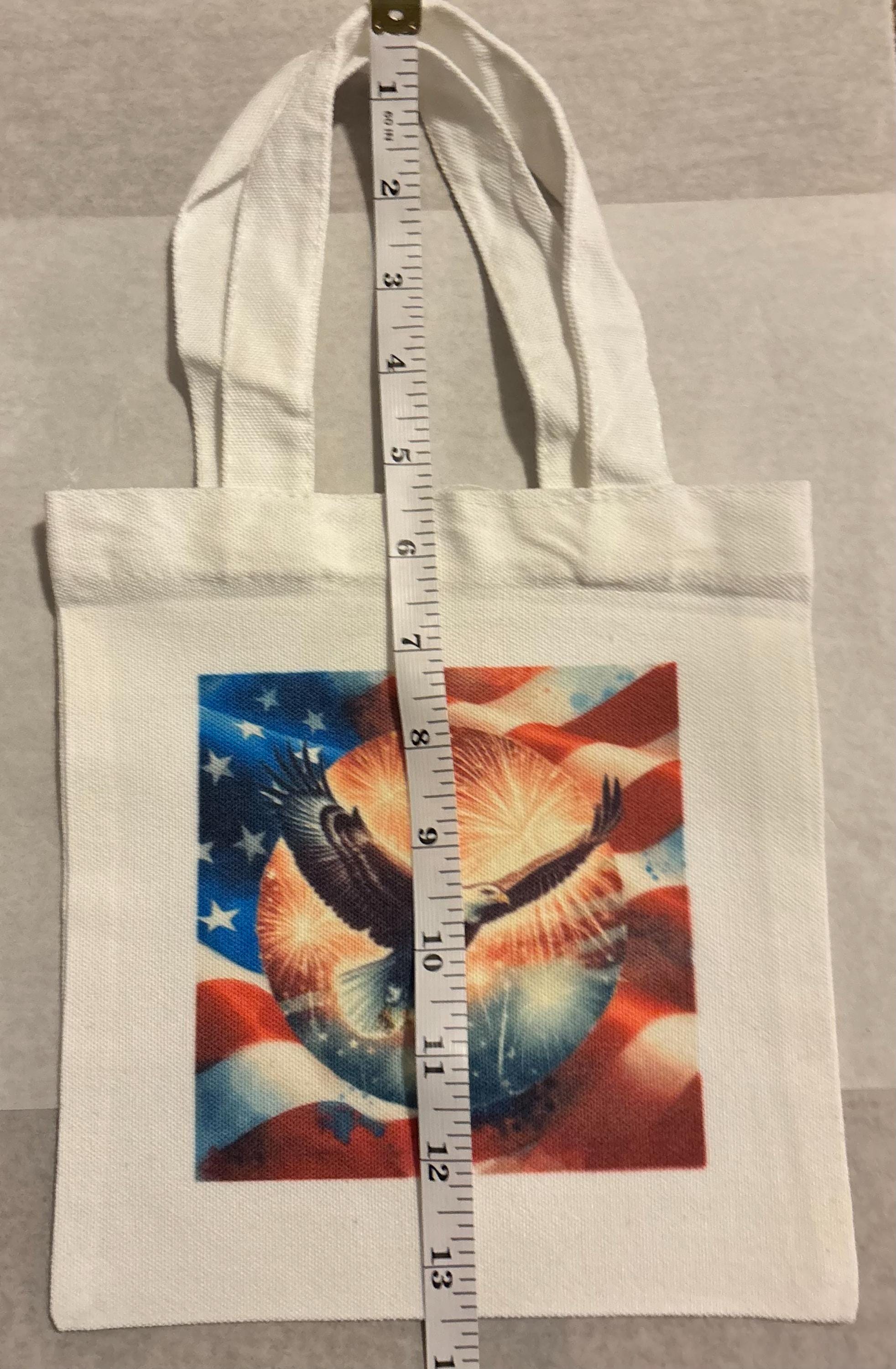 American Eagle USA Flag and Fireworks Canvas Tote