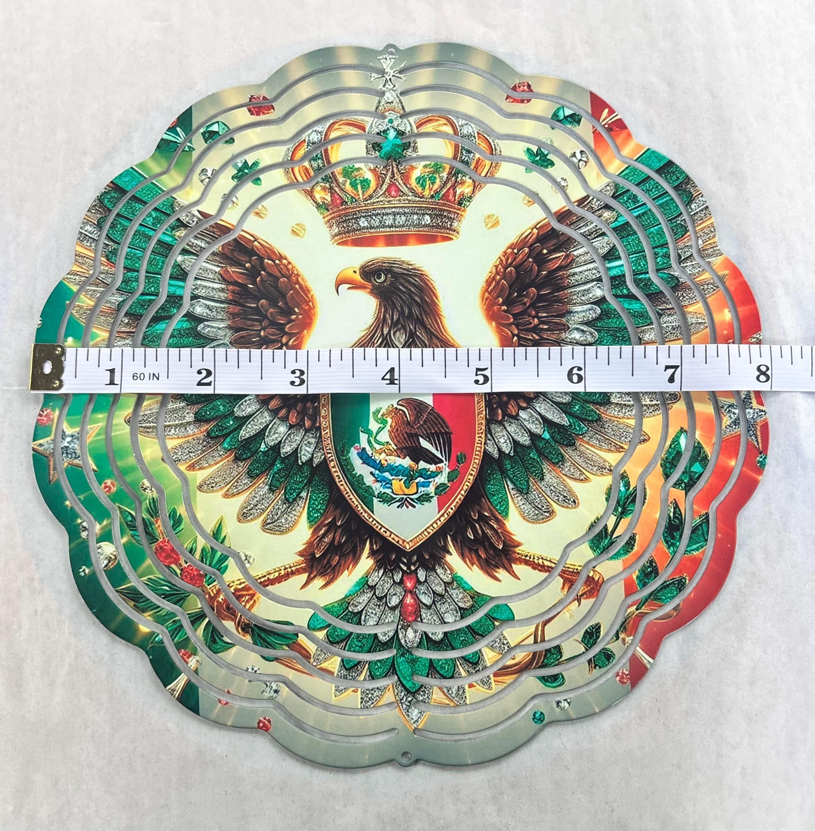 8” Wind Spinner Mexican Flag Eagle with Shield and Crown