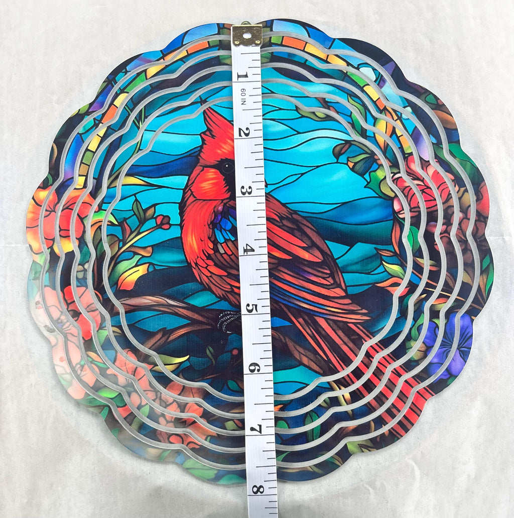 8” Wind Spinner Cardinal Stained Glass