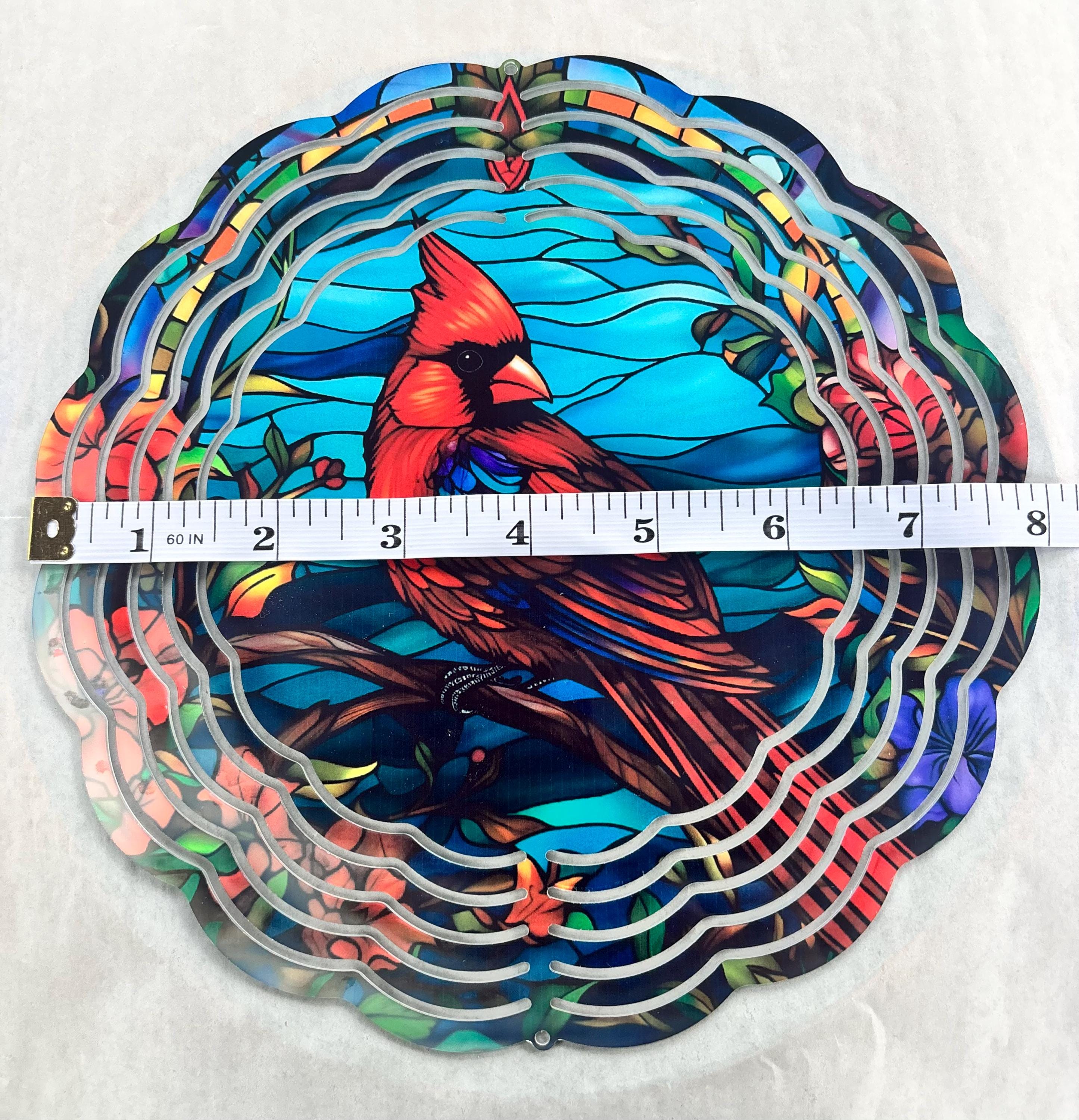 8” Wind Spinner Cardinal Stained Glass