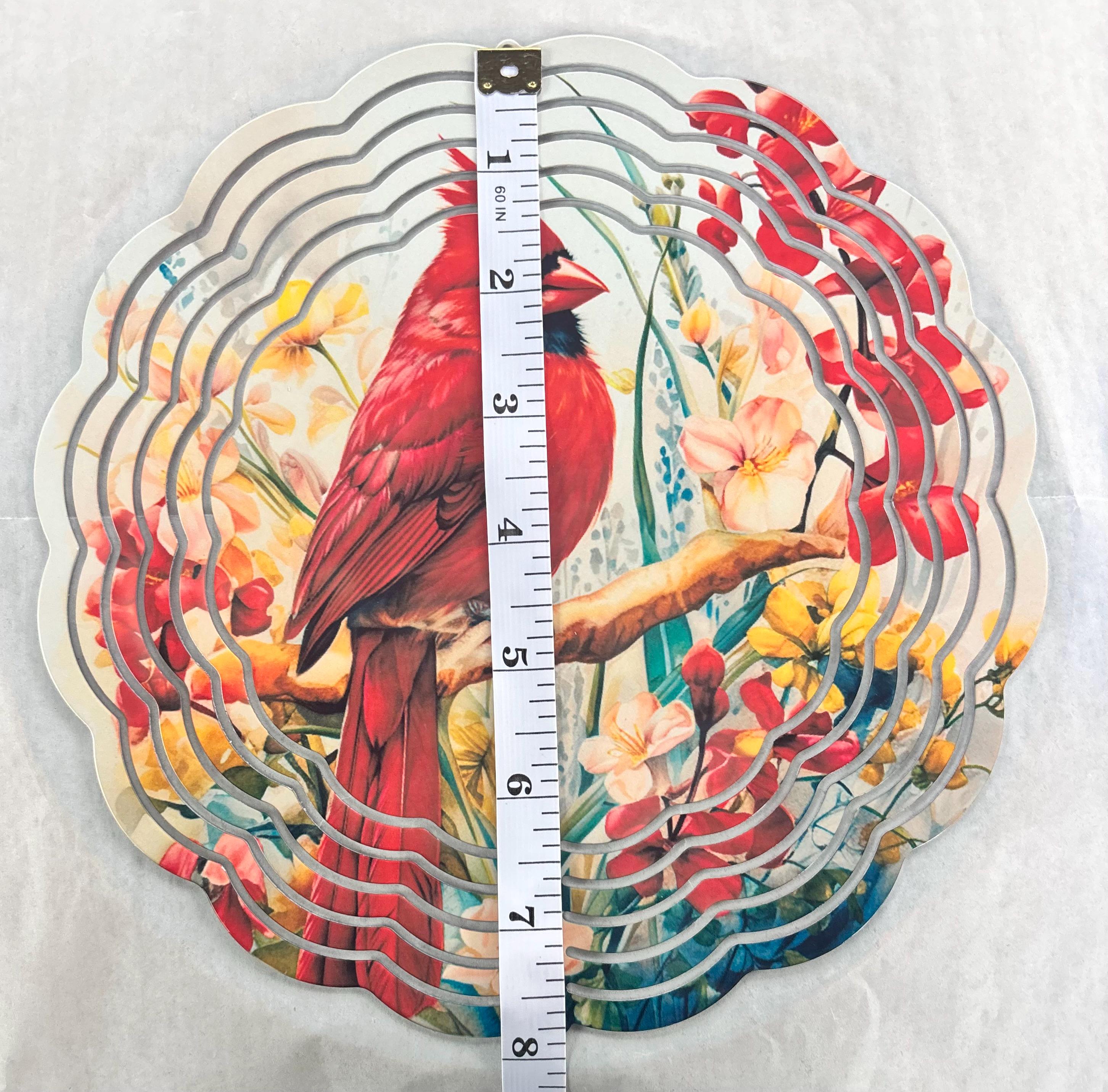 8” Wind Spinner Cardinal Floral White Background