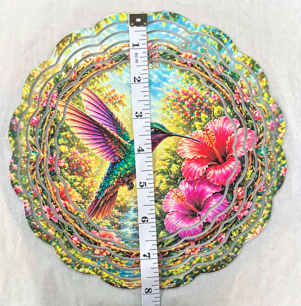8” Wind Spinner Hummingbird Floral
