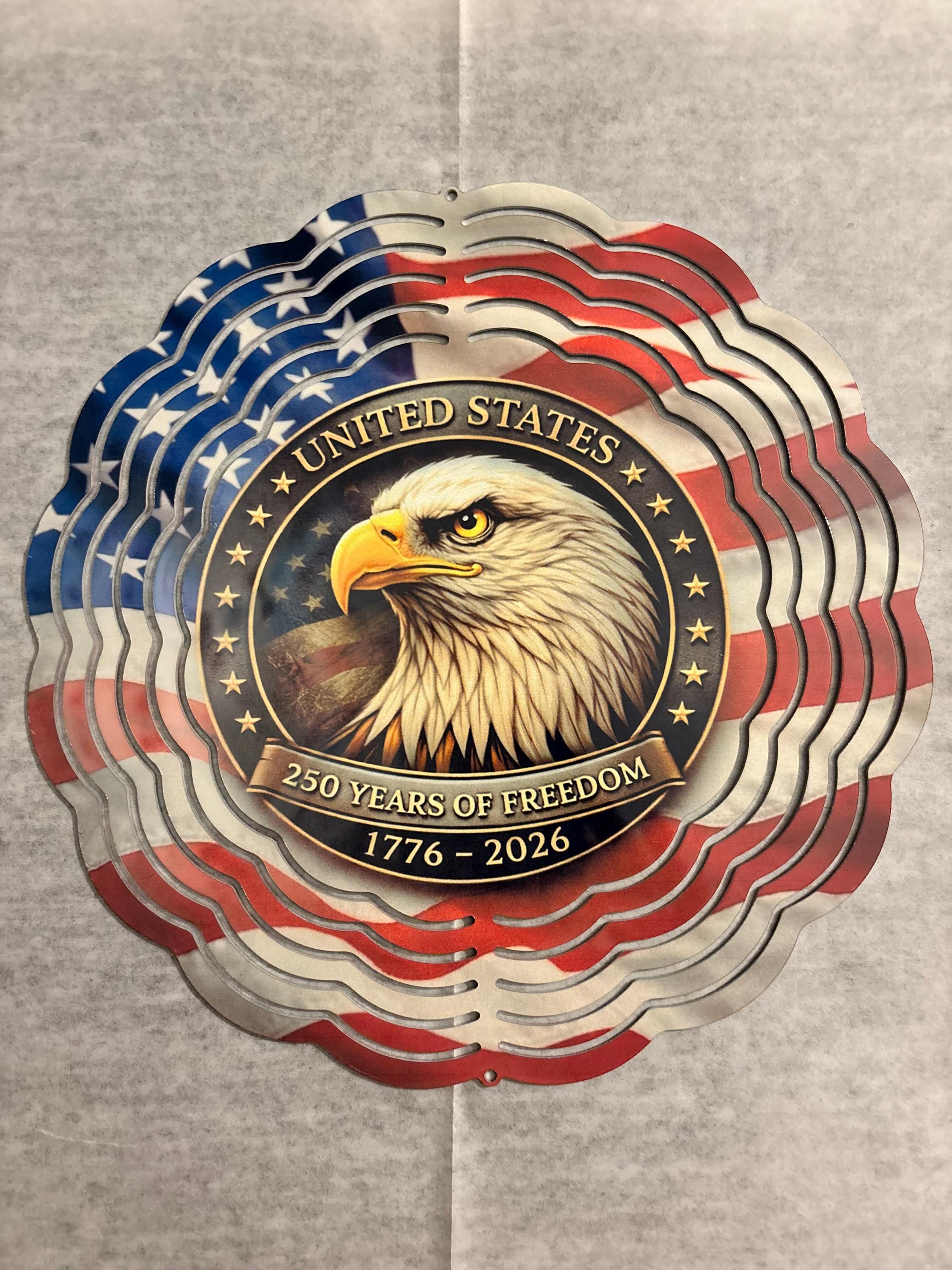 8" Patriotic Eagle Wind Spinner – USA 250 Years of Freedom Kinetic Yard Art