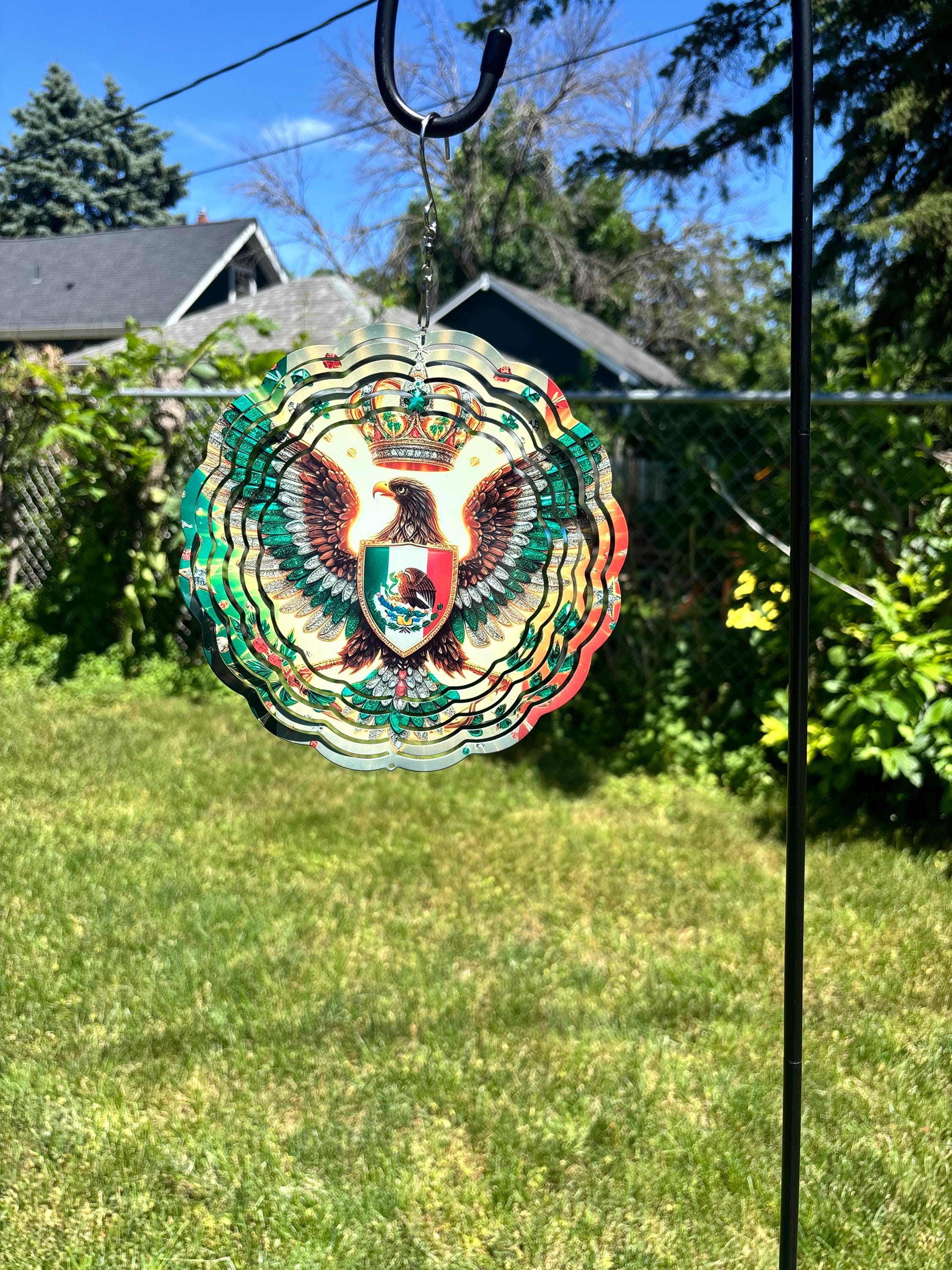 8” Wind Spinner Mexican Flag Eagle with Shield and Crown