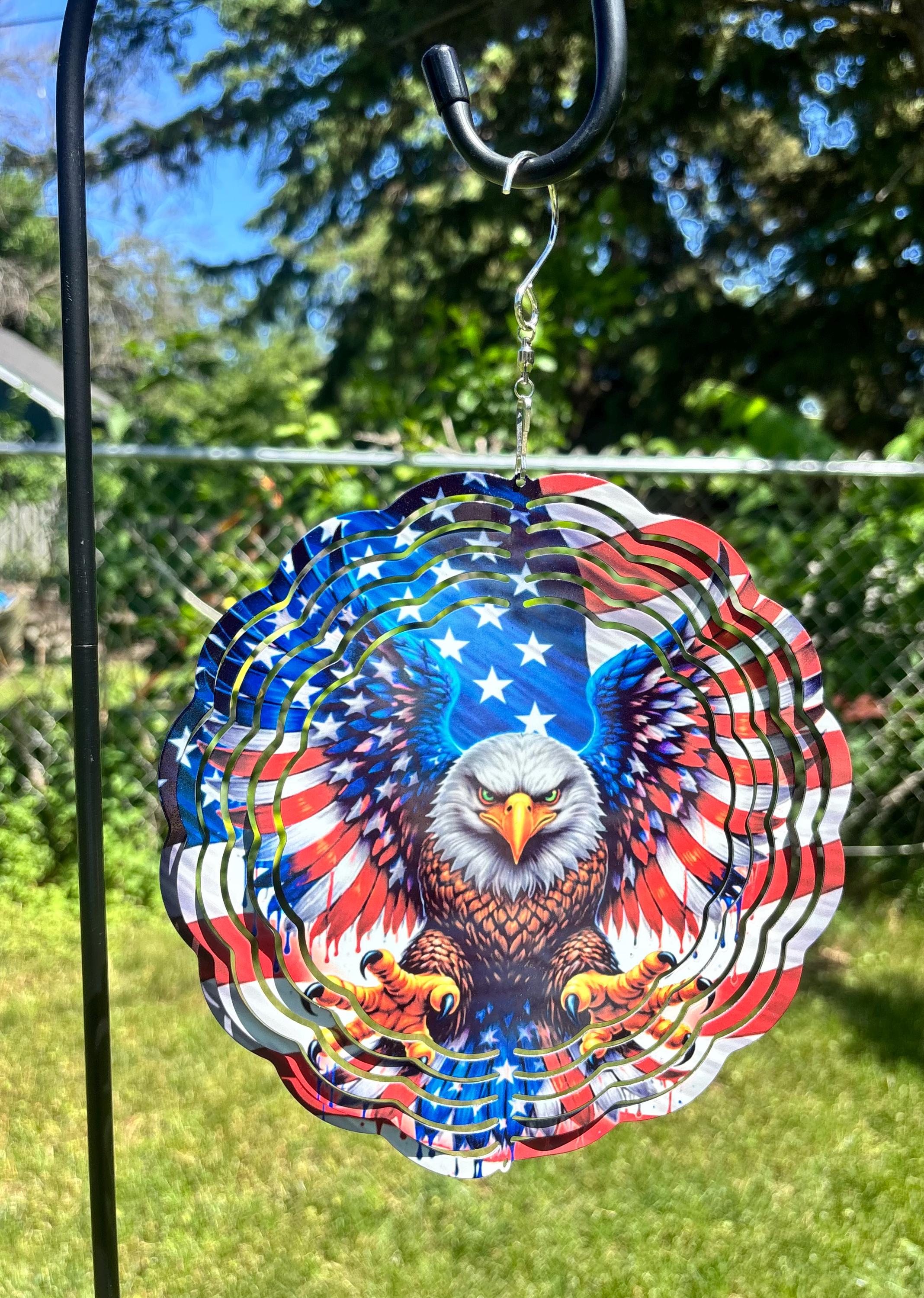 8” Wind Spinner USA Flag with Eagle
