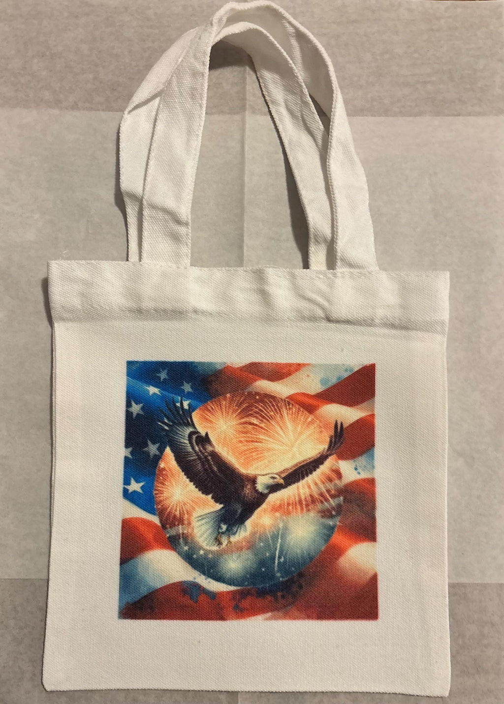 American Eagle USA Flag and Fireworks Canvas Tote