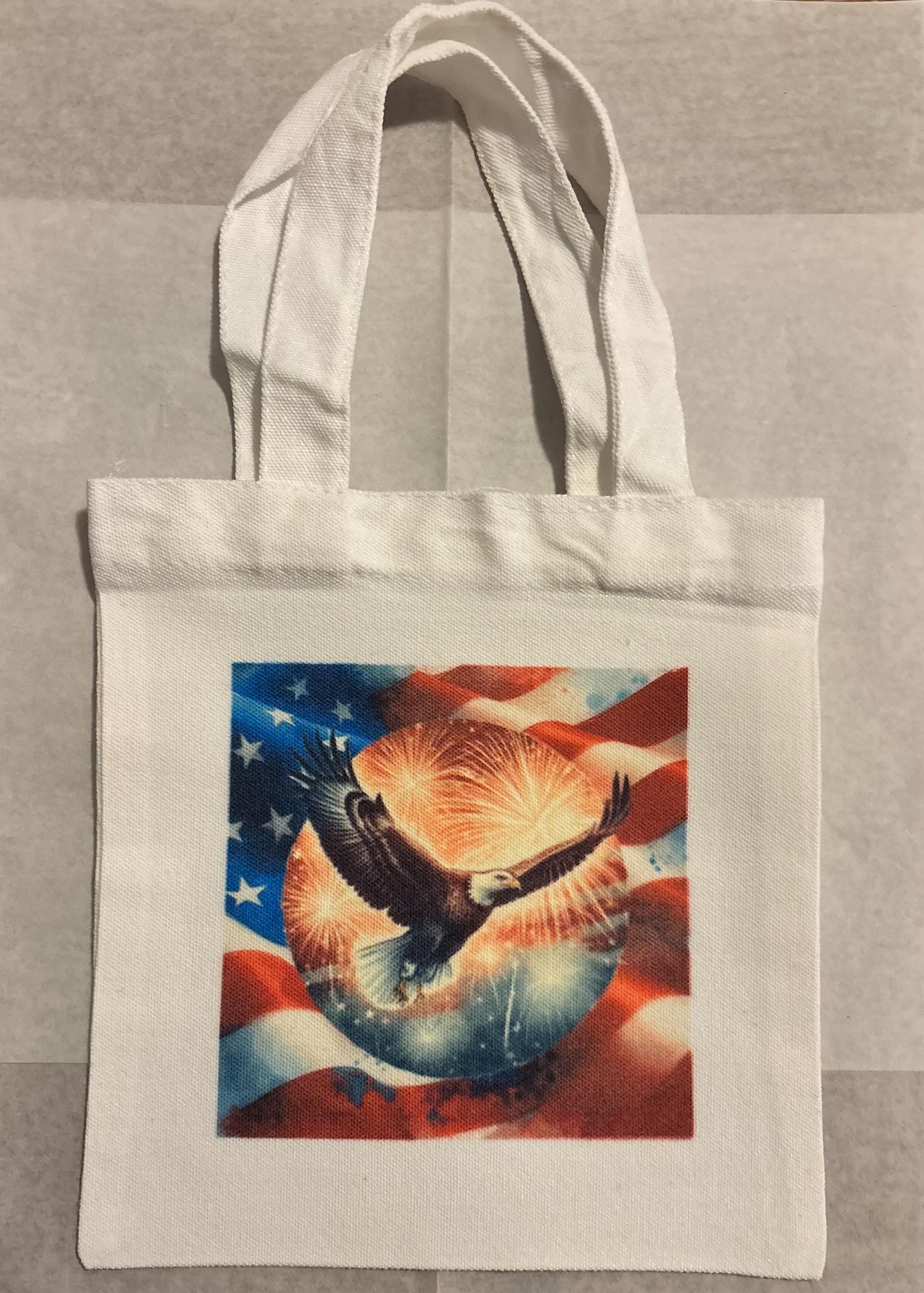 American Eagle USA Flag and Fireworks Canvas Tote